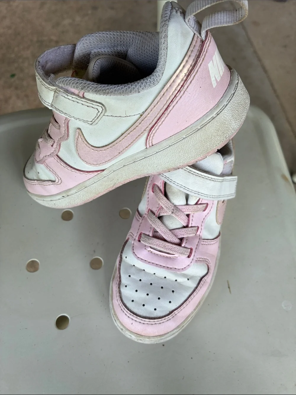 Nike Kids Pink and White Velcro Sneakers